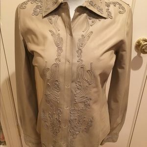 LEATHER WESTERN EMBROIDERED SHIRT NWT Orig $998